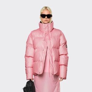 Rains Pink Puffer Jacket Medium Unisex Oversized